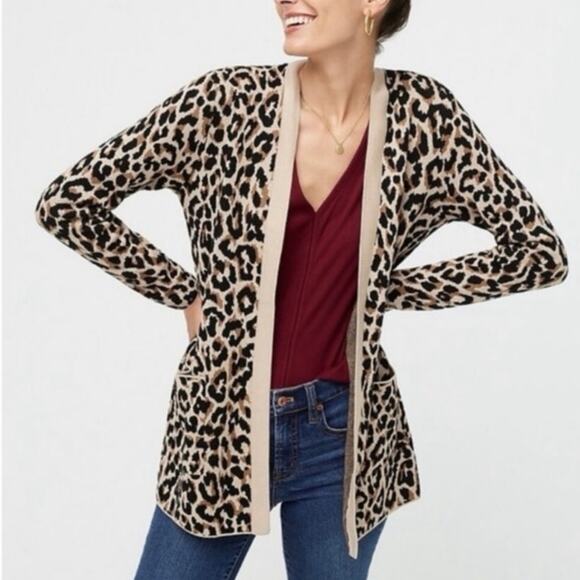 J.Crew Leopard Open Cardigan Sweater - Picture 1 of 16